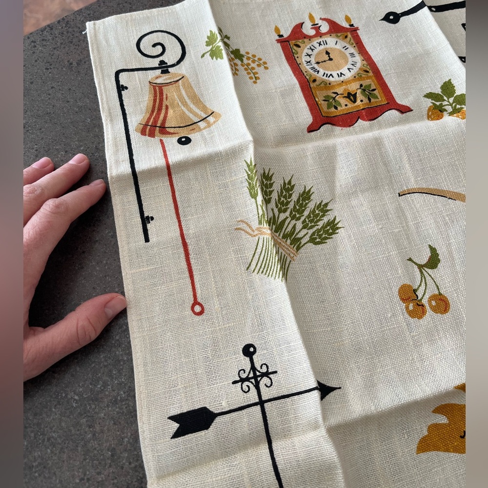 Vintage Unused 100% Linen Rooster MCM Tea Towel - Picture 6 of 7
